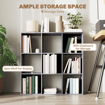 HOMCOM Nine-Cube Storage Shelf - Grey 