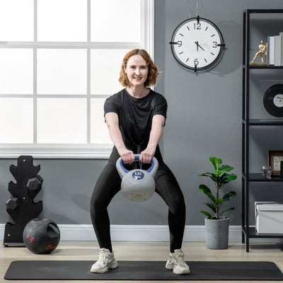 SPORTNOW Kettlebell, 12kg Kettle Bells with Handle for Home Gym Weight Lifting and Strength Training, Dark Blue and Grey 
