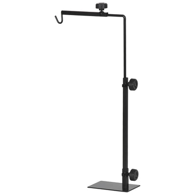 PawHut Adjustable Height and Length Reptile Lamp Stand Holder with Hook Hanging, Base - Black 