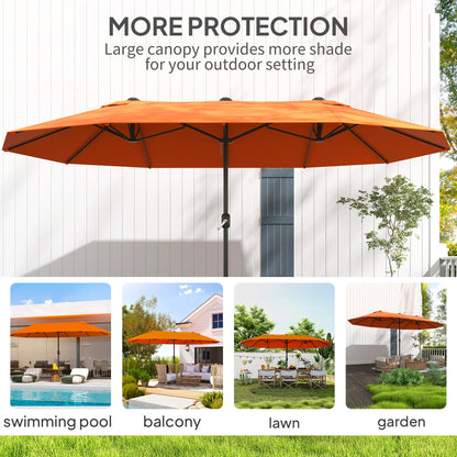 Outsunny 4.6m Double-Sided Garden Parasol - Orange 