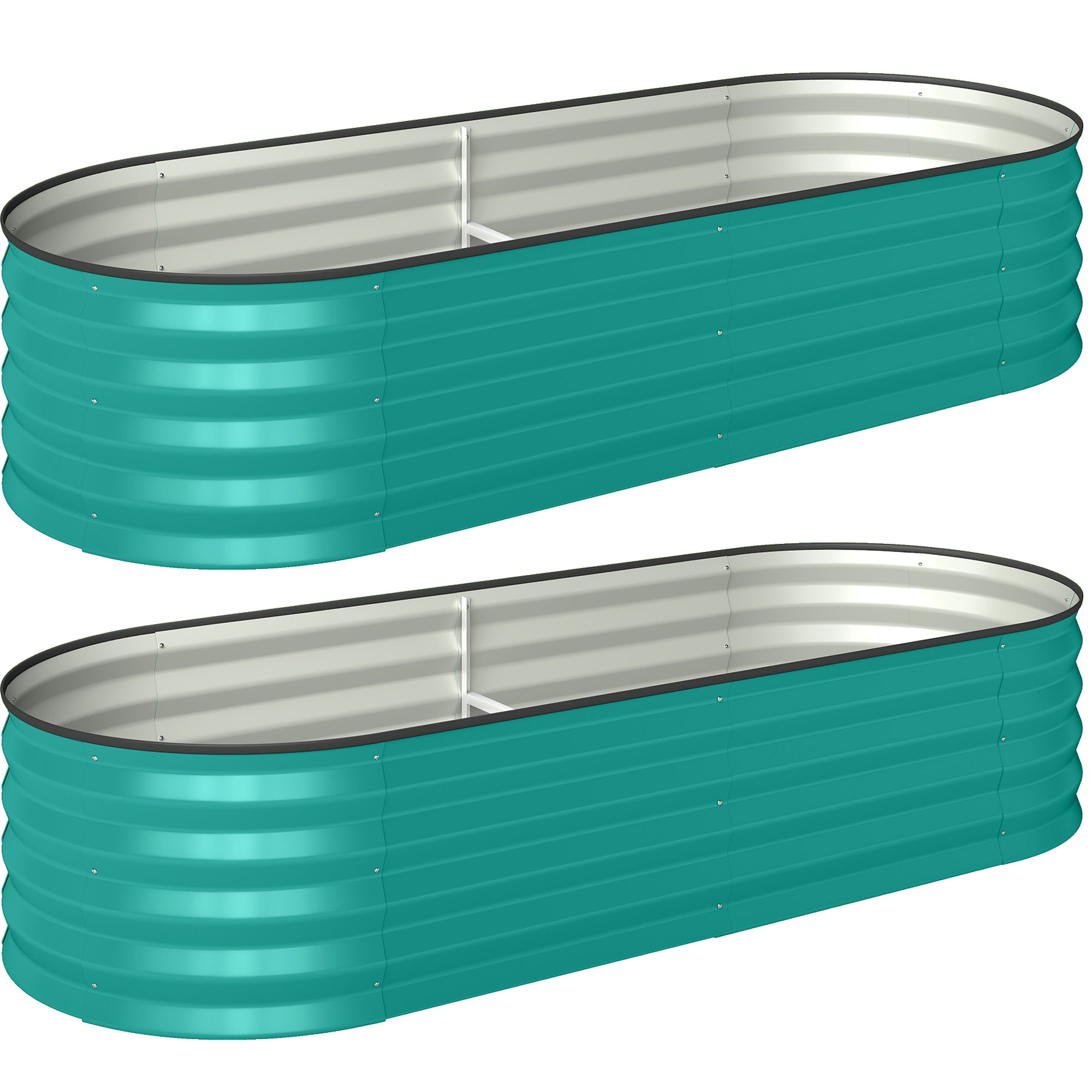 Outsunny Set of Two 150 x 60cm Steel Planters - Green 