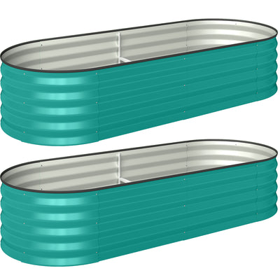 Outsunny Set of Two 150 x 60cm Steel Planters - Green 