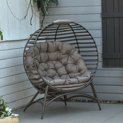 Outsunny Egg Chair with Cushion & Side Pocket - Brown 