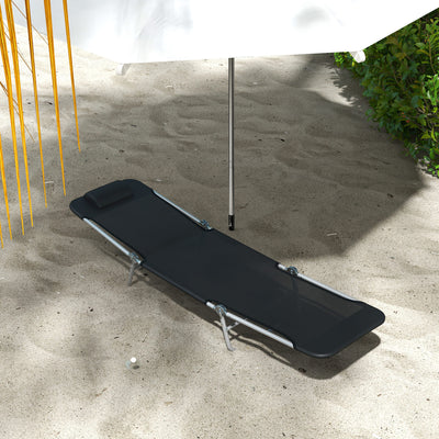 Outsunny Set of Two Steel Frame Sun Loungers, with Reclining Backs - Black 