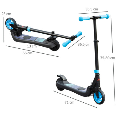 HOMCOM Folding Electric Scooter with Brake, for Ages 6+ Years, 8km/h Maximum Speed, Blue 