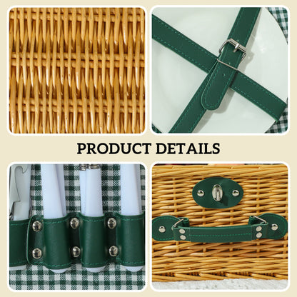 Outsunny Two-Person Picnic Set, with Wicker Basket 