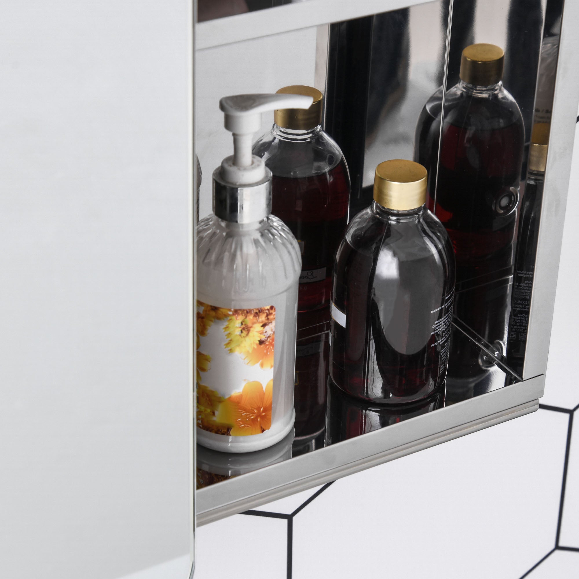 kleankin Bathroom Storage Cabinet w/Sliding Mirror Door, Wall Mounted Bathroom Cabinet with 3 Shelves, Stainless Steel Frame, 46W x 66H cm 