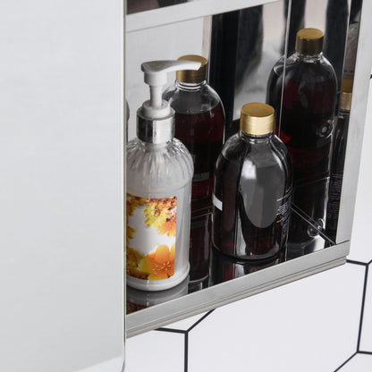 kleankin Bathroom Storage Cabinet w/Sliding Mirror Door, Wall Mounted Bathroom Cabinet with 3 Shelves, Stainless Steel Frame, 46W x 66H cm 