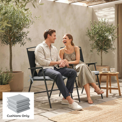 Outsunny Set of 6 Outdoor Seat Cushions with Machine Washable Cover, Water Repellent Seat Cushions Light Grey 