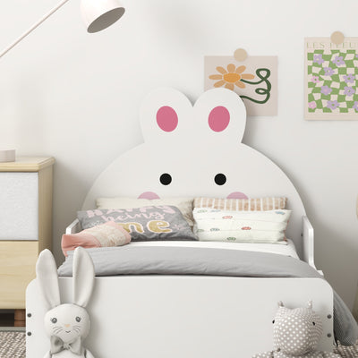 ZONEKIZ Rabbit-Designed Toddler Bed, Kids Bedroom Furniture - White 
