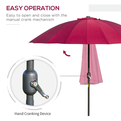 Outsunny 2.5m Shanghai Garden Parasol Umbrella with Crank & Tilt, Adjustable Outdoor Sun Shade, Red 