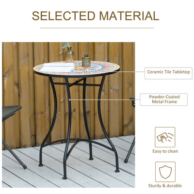 Outsunny Φ60cm Mosaic Outdoor Patio Table - Red 