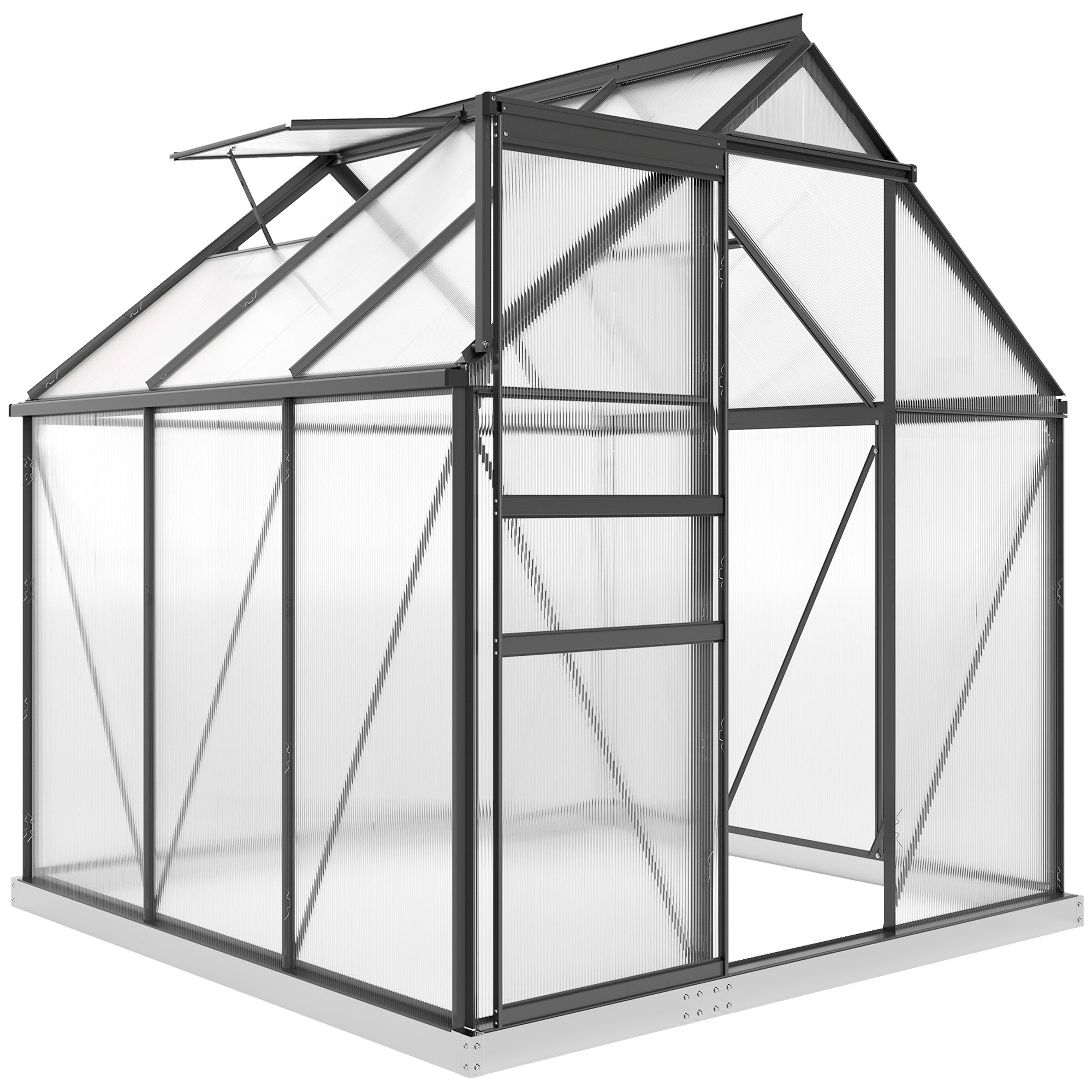 Outsunny 190 x 190cm Walk-In Polycarbonate Greenhouse - Grey 