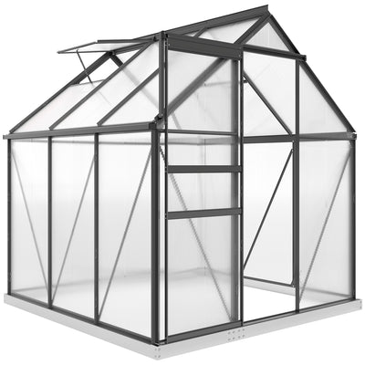 Outsunny 190 x 190cm Walk-In Polycarbonate Greenhouse - Grey 