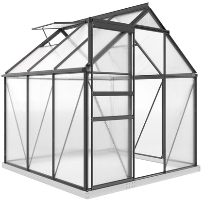 Outsunny 190 x 190cm Walk-In Polycarbonate Greenhouse - Grey 