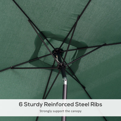 Outsunny 3x2m Patio Parasol Garden Umbrellas Canopy with Aluminum Tilt Crank Rectangular Sun Shade Steel, Green 
