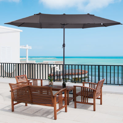 Outsunny 4.6m Garden Parasol Double-Sided Sun Umbrella Patio Market Shelter Canopy Shade Outdoor Grey 
