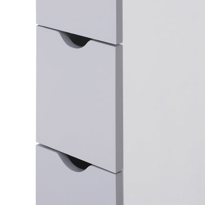 HOMCOM Tall Bathroom Cabinet, Freestanding Bathroom Storage Cabinet with 2-Tier Shelf and Drawers, Narrow Cupboard Storage Unit, White, Grey 