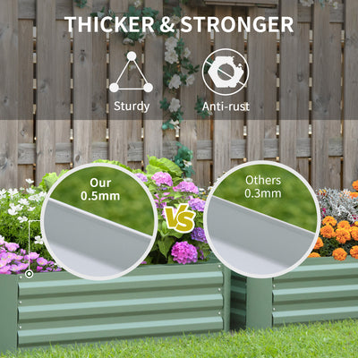 Outsunny Set of 2 291L Raised Garden Bed, Elevated Galvanised Planter Box for Flowers, Herbs, 100x100x30cm, Green 