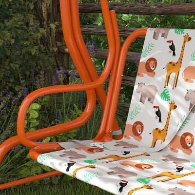 AIYAPLAY Kids Porch Swing, 2-Seater Patio Swing Bench Hammock with Seat Belts, Adjustable Canopy for Garden, Orange 