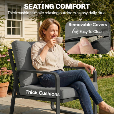 Outsunny 4 Piece Garden Furniture Set, Outdoor Sofa Set with Loveseat, 2 Armchairs, Coffee Table and Cushions 