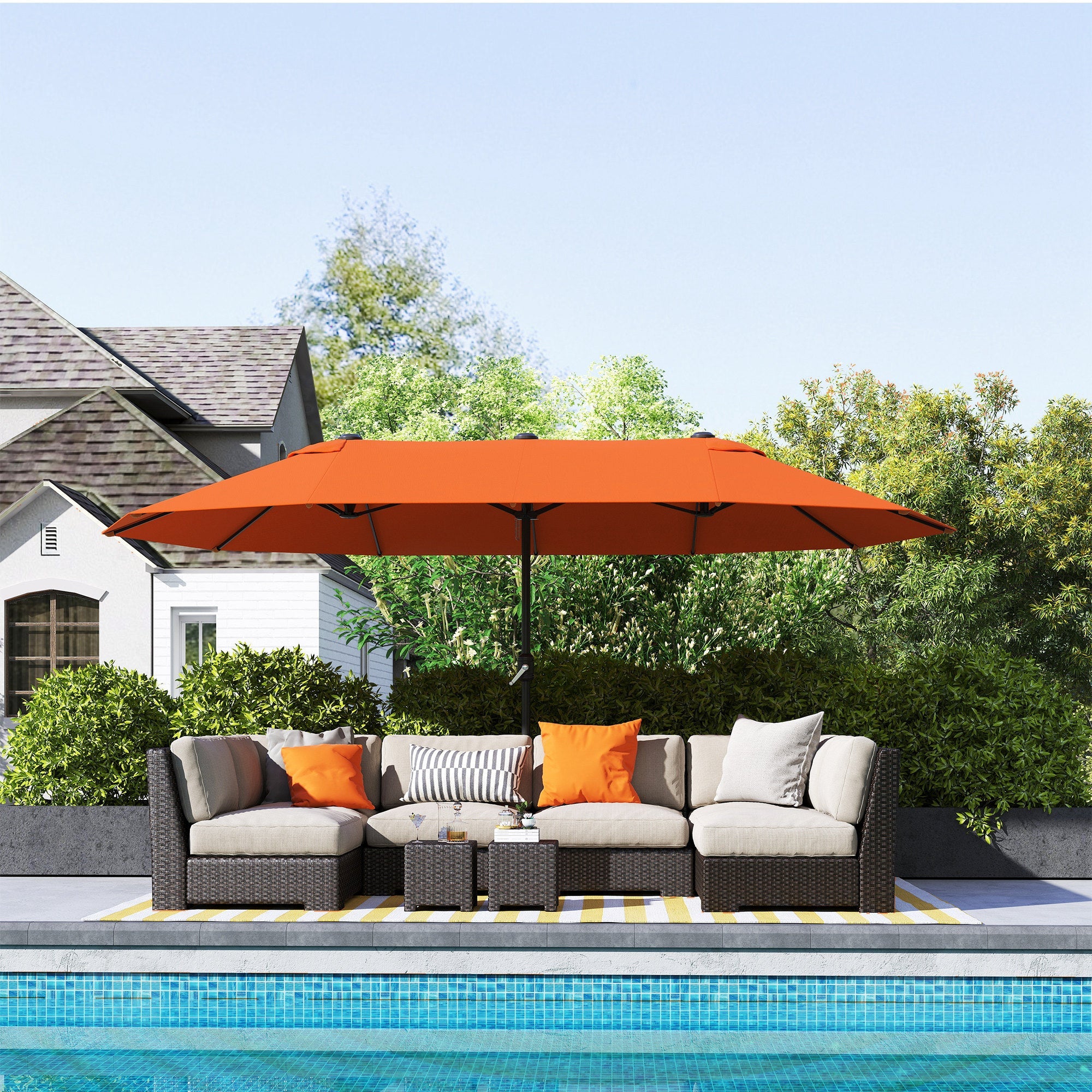 Outsunny 4.6m Double-Sided Garden Parasol - Orange 