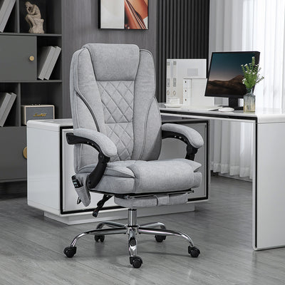 Vinsetto Massage Office Chair, Heated Reclining Computer Chair with Adjustable Height and Footrest, Grey 