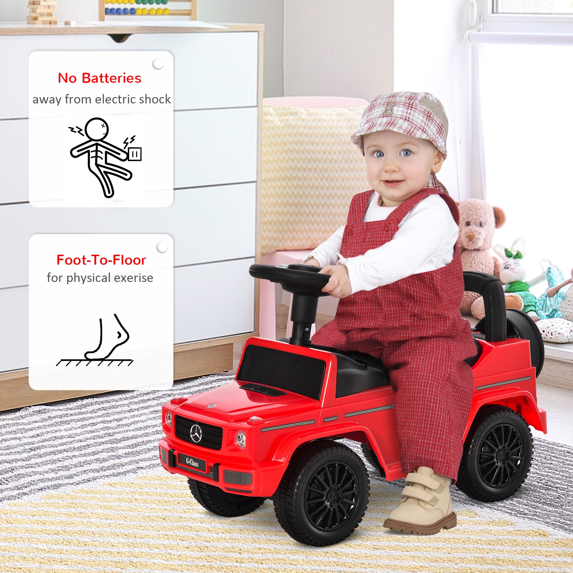 HOMCOM 3 in 1 Kids Ride On Car G350 Licensed Foot To Floor Slider Toddler Push Along NO POWER Red 12-36 months 