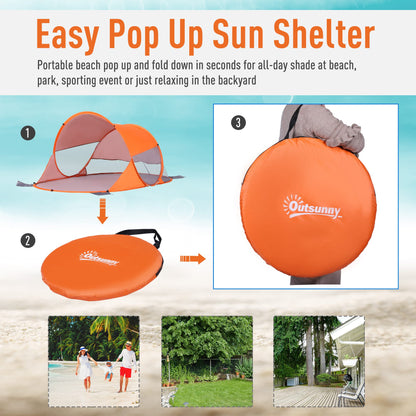 Outsunny Fibreglass Frame 2 Person Pop-Up Lightweight Camping Tent Orange 