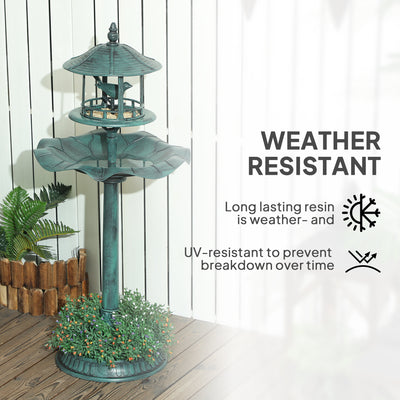 Outsunny 3-in-1 Garden Bird Bath, Freestanding Birdbath with Large Water Basin, Underneath Flower Planter, Φ50 x 113 cm, Green 