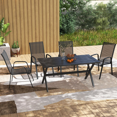 Outsunny Set of Four Stackable Mesh Seat Chairs - Black 