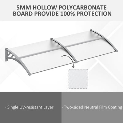 Outsunny Door Canopy Awning Outdoor Window Rain Shelter Cover for Front/Back Door Porch Clear 196 x 75cm 