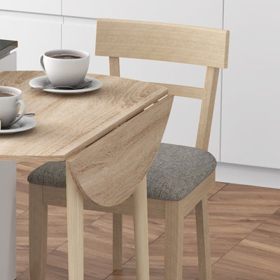 HOMCOM Folding Dining Table for 4, Round Drop Leaf Table, Modern Space Saving Small Kitchen Table with Wood Legs for Dining Room, Natural 