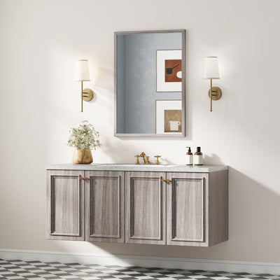 HOMCOM Wall Bathroom Mirror, 50 x 70 cm Wall-Mounted Mirror for Living Room, Bedroom, Hallway, Grey 