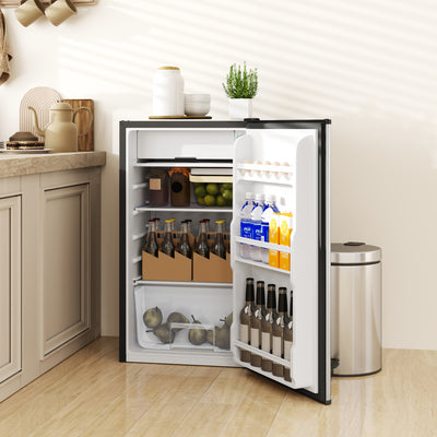HOMCOM 91 Litre Freestanding Under Counter Fridge Freezer, Small Fridge with Chiller Box, Adjustable Thermostat, 47.5cm Wide, Silver Tone 