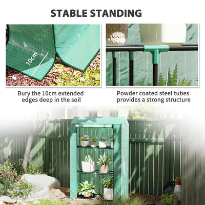 Outsunny 40 x 100cm Three Shelf Steel Frame Greenhouse - Green 
