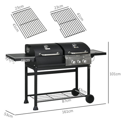 Outsunny Dual Fuel BBQ Grill - Black 