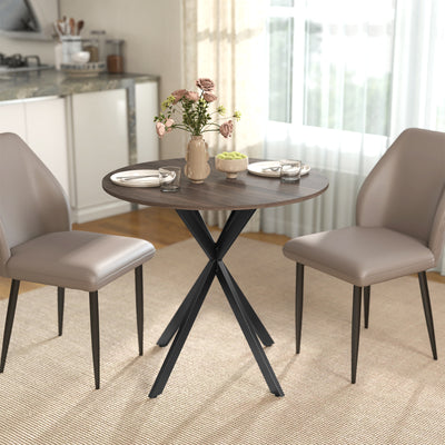 HOMCOM 80cm Industrial Round Dining Table - Brown 