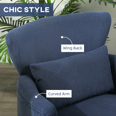 HOMCOM Corduroy Retro Accent Chair - Blue 
