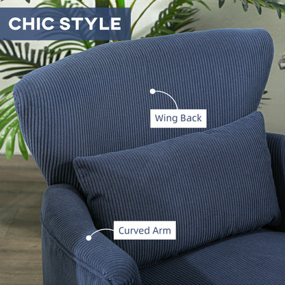 HOMCOM Corduroy Retro Accent Chair - Blue 