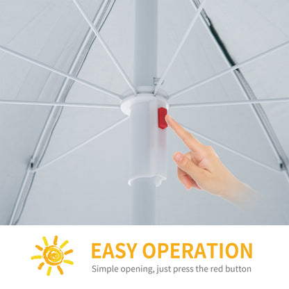 Outsunny 88" Arc 2.2M Fishing Umbrella Beach Parasol with Sides Brolly Shelter Canopy Shade with FREE Carry Bag Green 