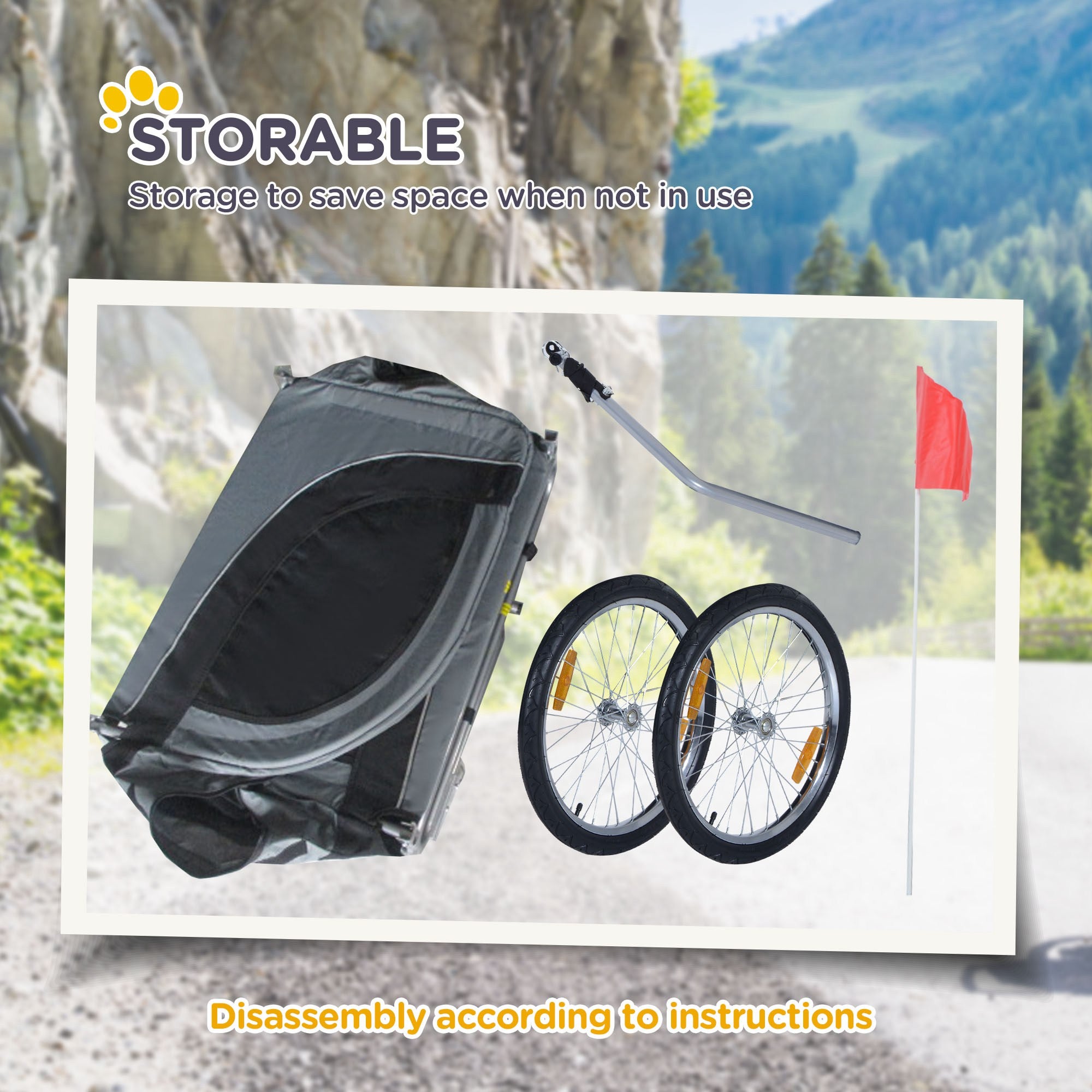 PawHut Steel Dog Bike Trailer Pet Cart Carrier for Bicycle Kit Water Resistant with Hitch Coupler Travel Grey and Black 