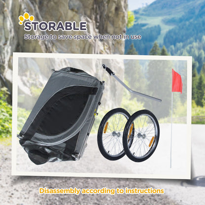 PawHut Steel Dog Bike Trailer Pet Cart Carrier for Bicycle Kit Water Resistant with Hitch Coupler Travel Grey and Black 