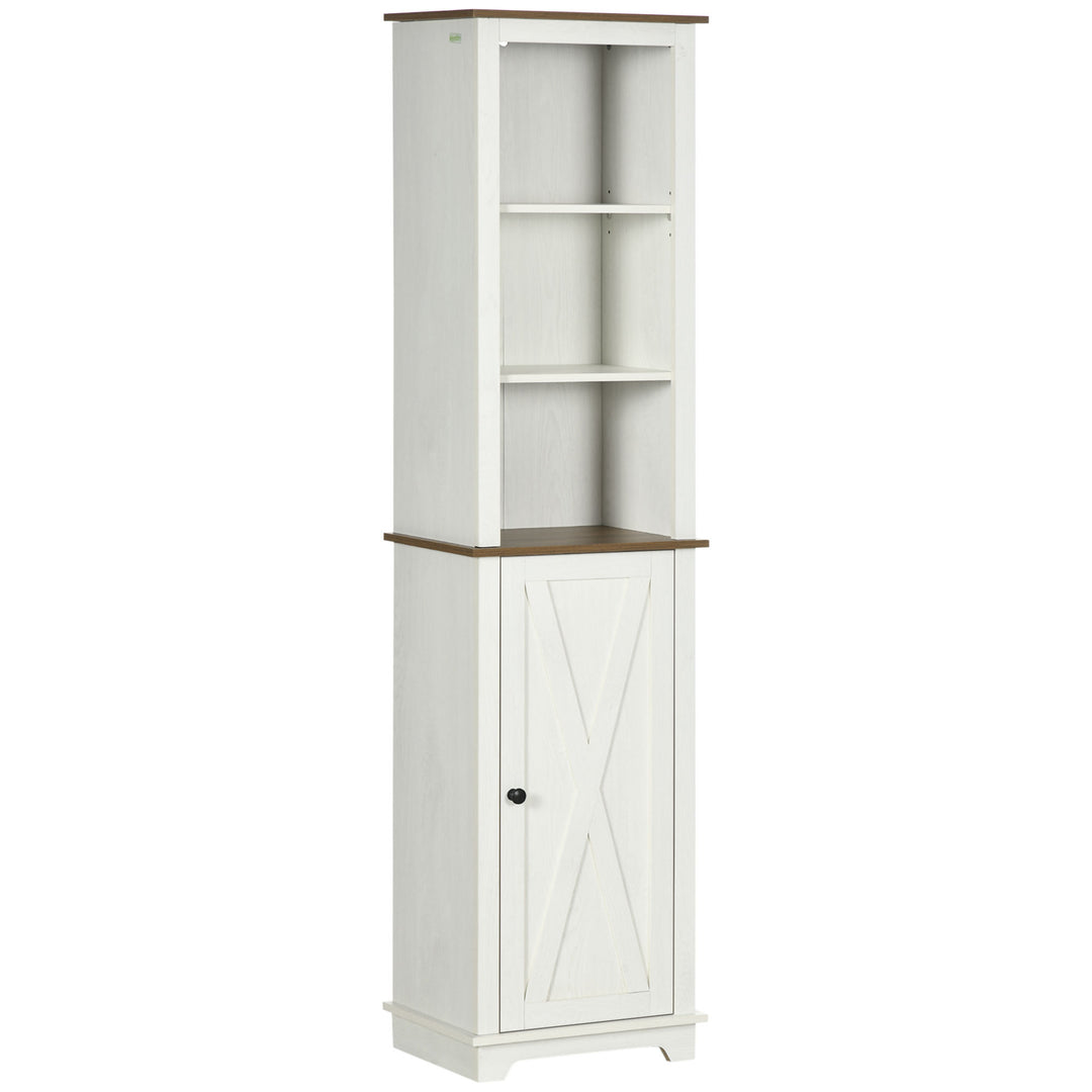 kleankin Bathroom Cabinet, Tall Storage Cabinet with Door and Adjustable Shelves, 39.5 x 30 x 160 cm, White 