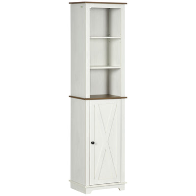 kleankin Bathroom Cabinet, Tall Storage Cabinet with Door and Adjustable Shelves, 39.5 x 30 x 160 cm, White 
