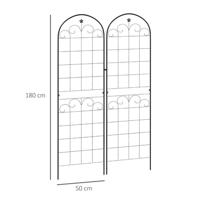 Outsunny Metal Trellis Set of 2, Garden Trellis for Climbing Plants Support Frames, Floral Design 