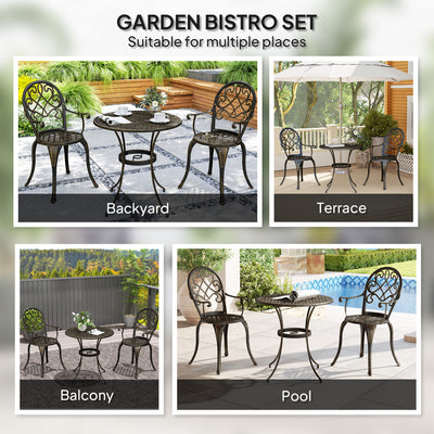 Outsunny Three-Piece Elegant Aluminium Garden Set - Bronze Tone 