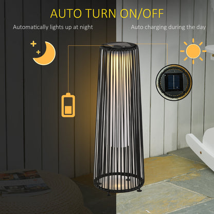 Outsunny Patio Garden Solar Powered Lights Woven Resin Wicker Lantern Auto On/Off 