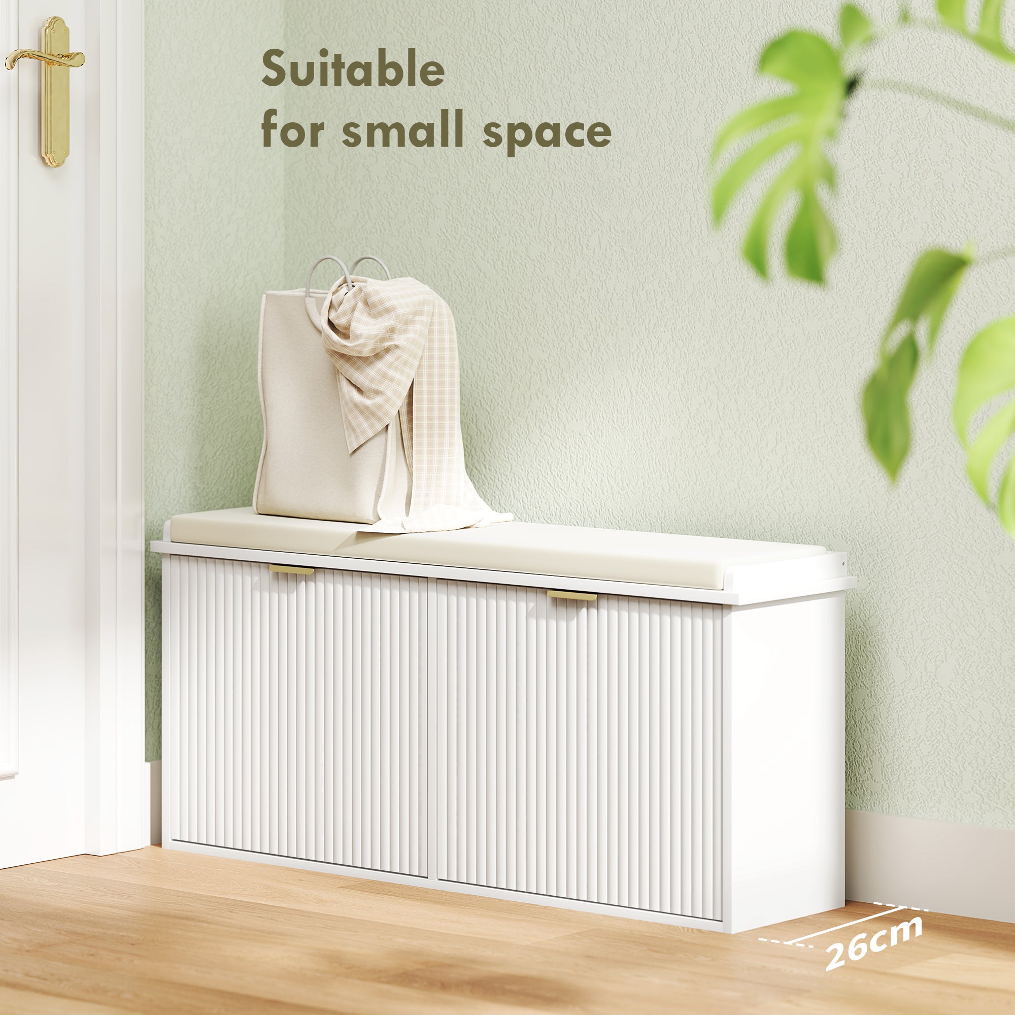 HOMCOM Elegant Ten Shoe Bench, with Top Seat - White 