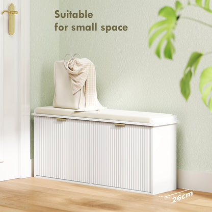 HOMCOM Elegant Ten Shoe Bench, with Top Seat - White 